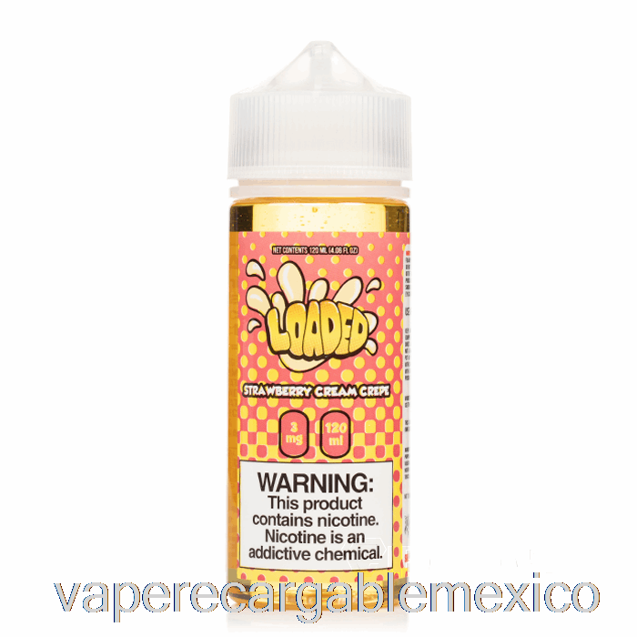 Crepe De Crema De Fresa Recargable Vape - E-líquido Cargado - Vapores Despiadados - 120ml 6mg